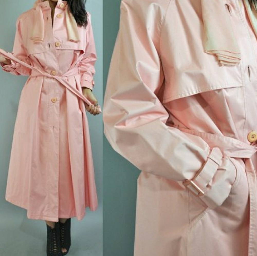 1960s Pink Spy Trench Coat Vintage Small/Medium